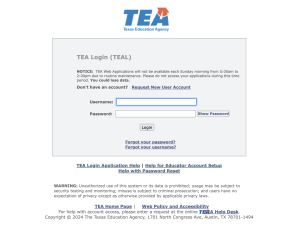 TEA website login screen